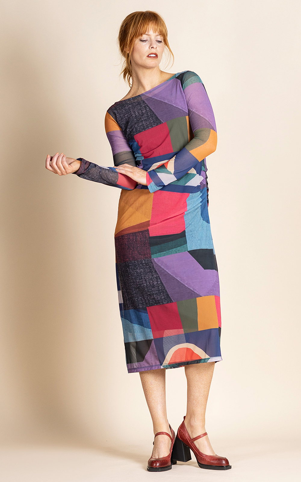 Kaleidoscope Ruched Dress product photo.