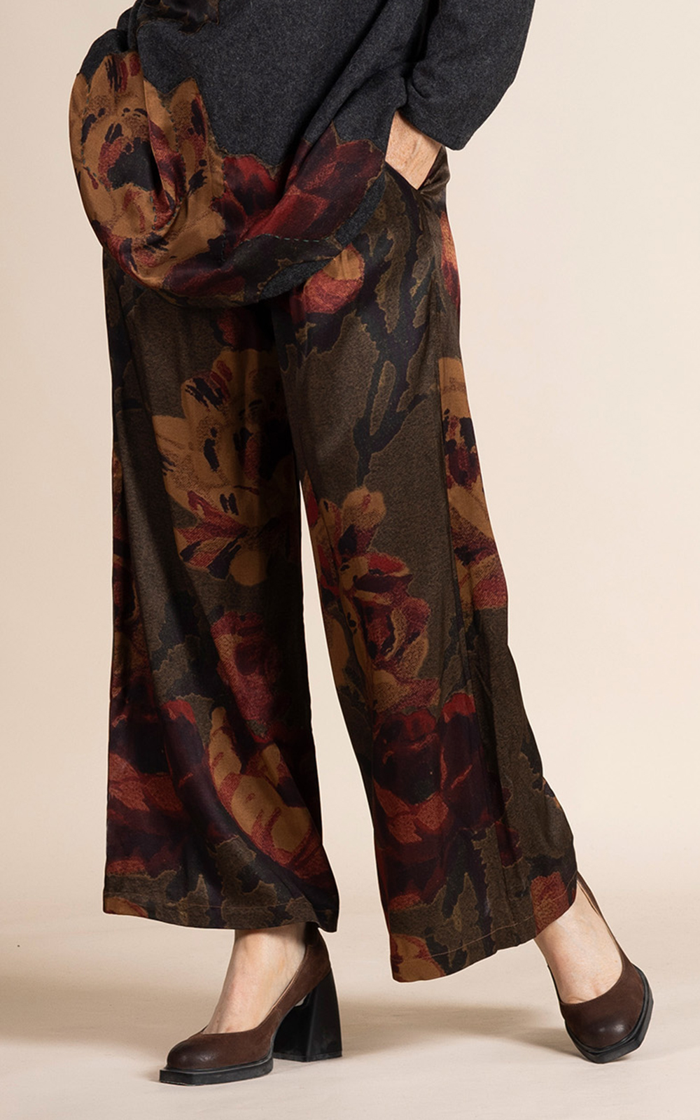 Damask Roses Loose Wide Leg Pant product photo.