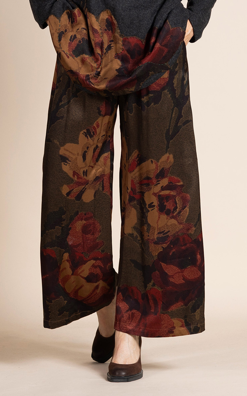 Damask Roses Loose Wide Leg Pant product photo.