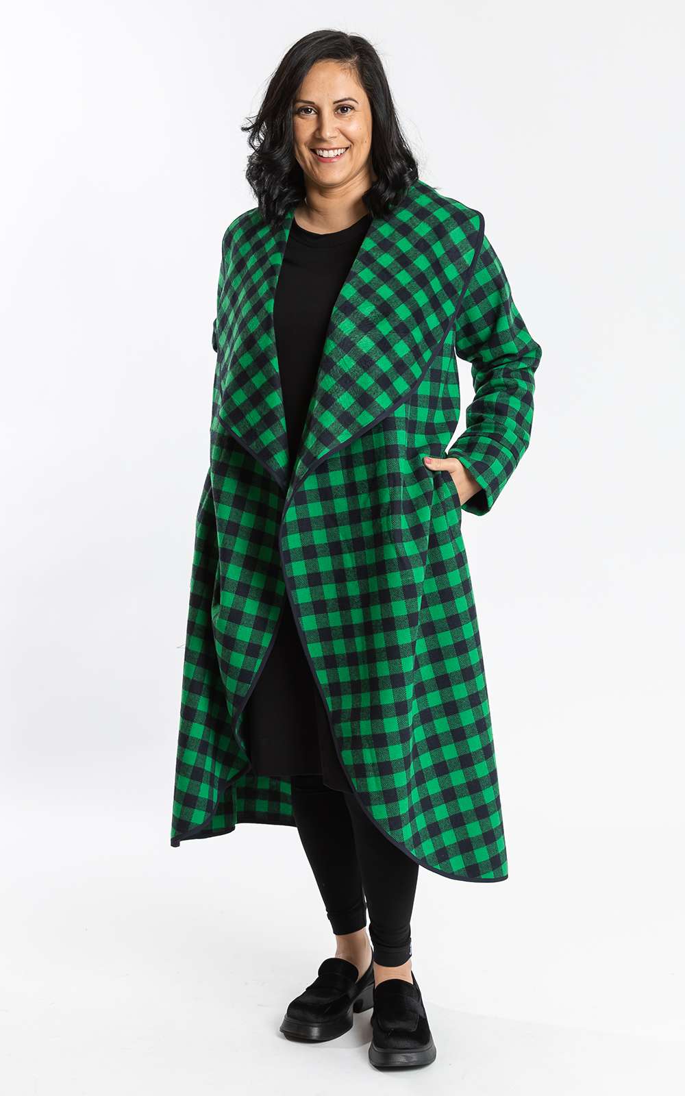 Capri Coat Green & Navy product photo.