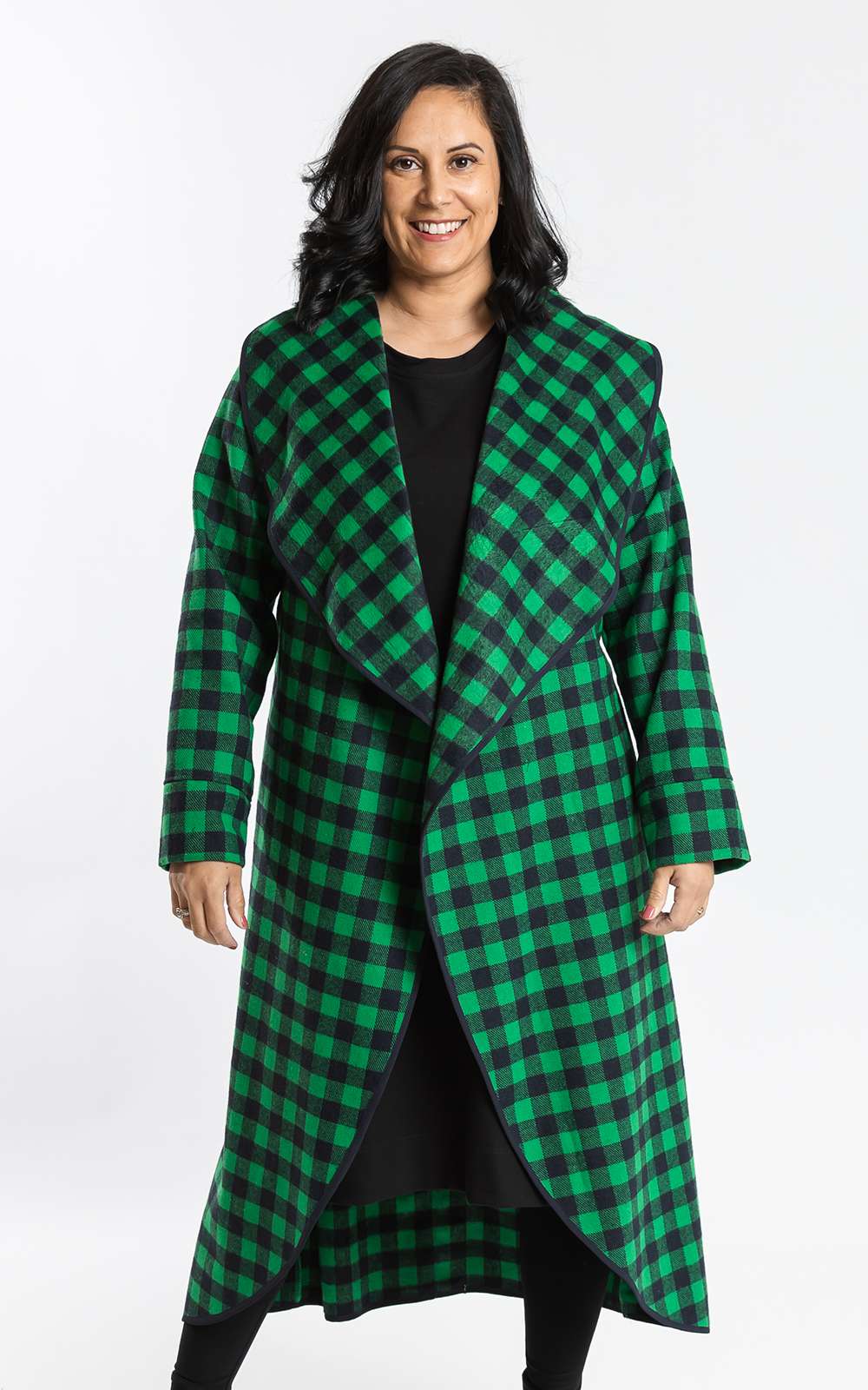 Capri Coat Green & Navy product photo.