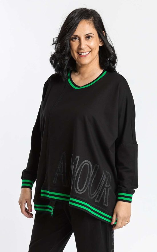 Revival Sweater Green Stripe product photo.