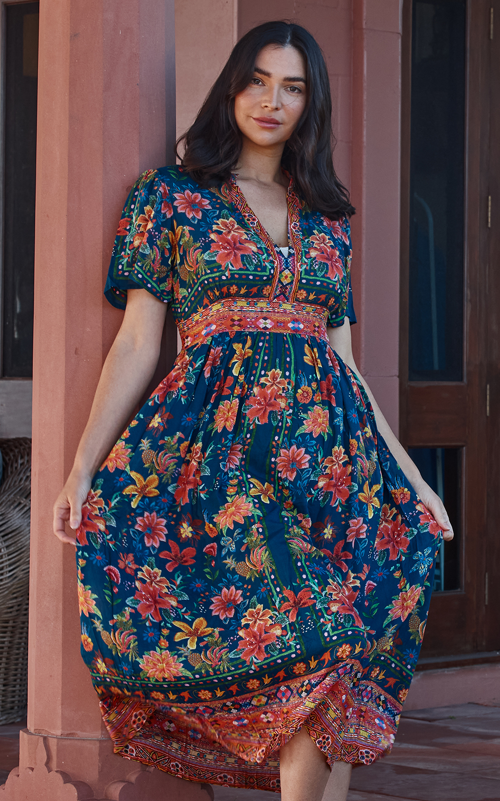 Miller Empire Midi Dress product photo.