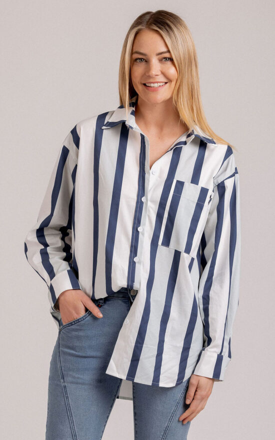 Maxwell Shirt In Stripe product photo.