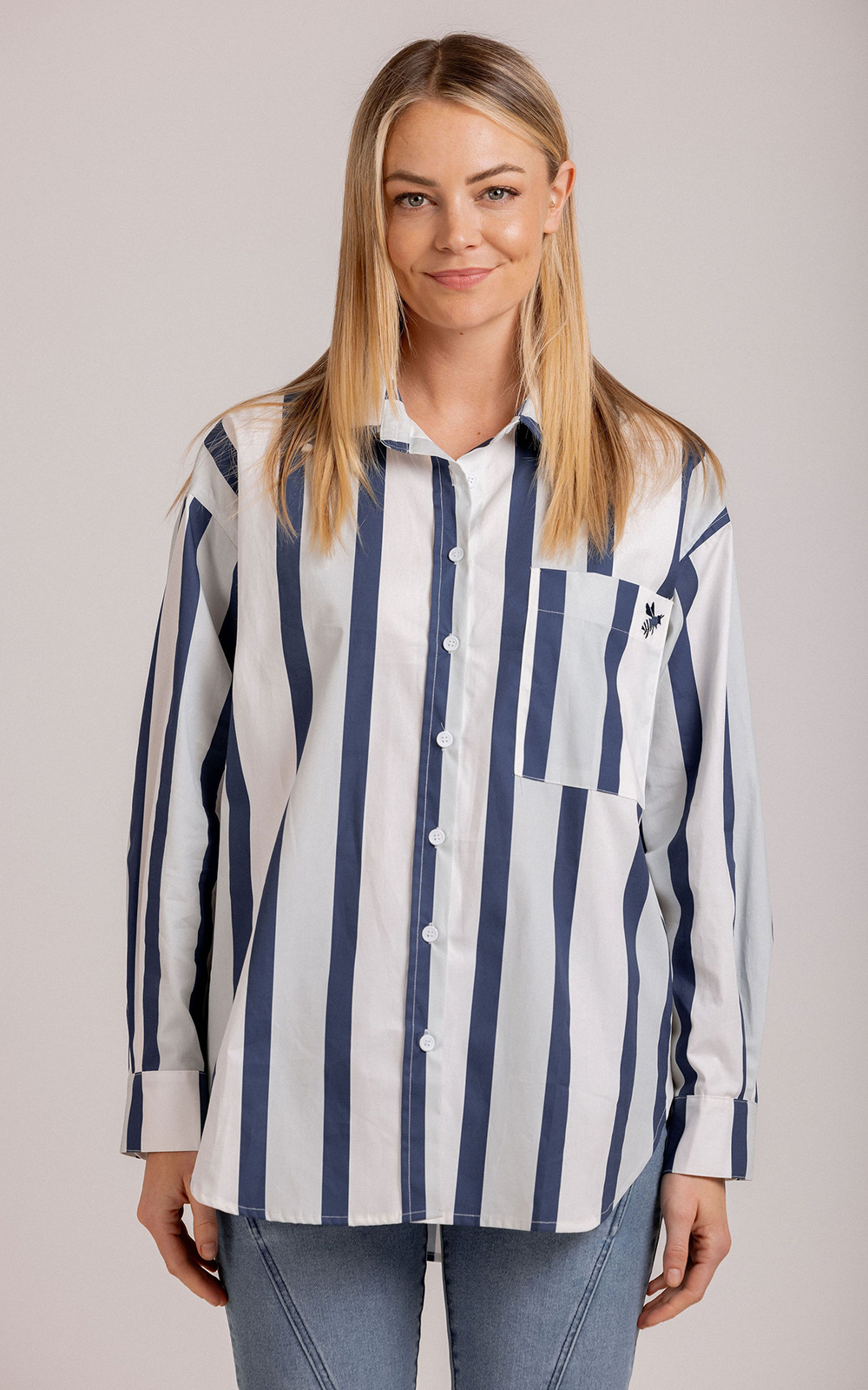 Maxwell Shirt In Stripe product photo.