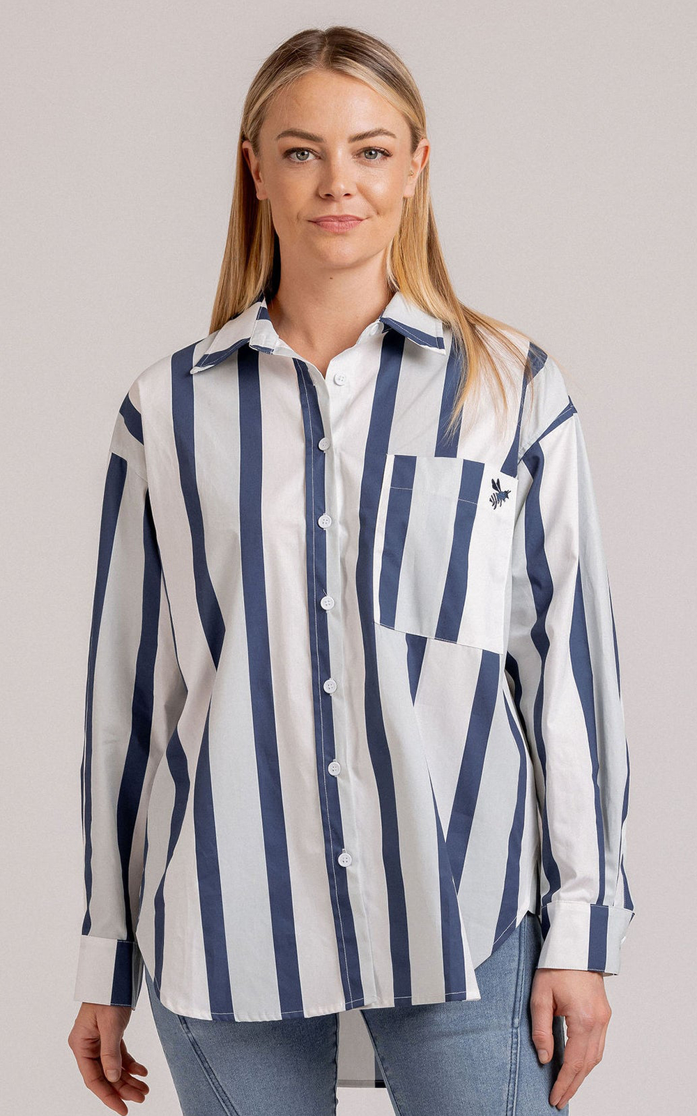 Maxwell Shirt In Stripe product photo.