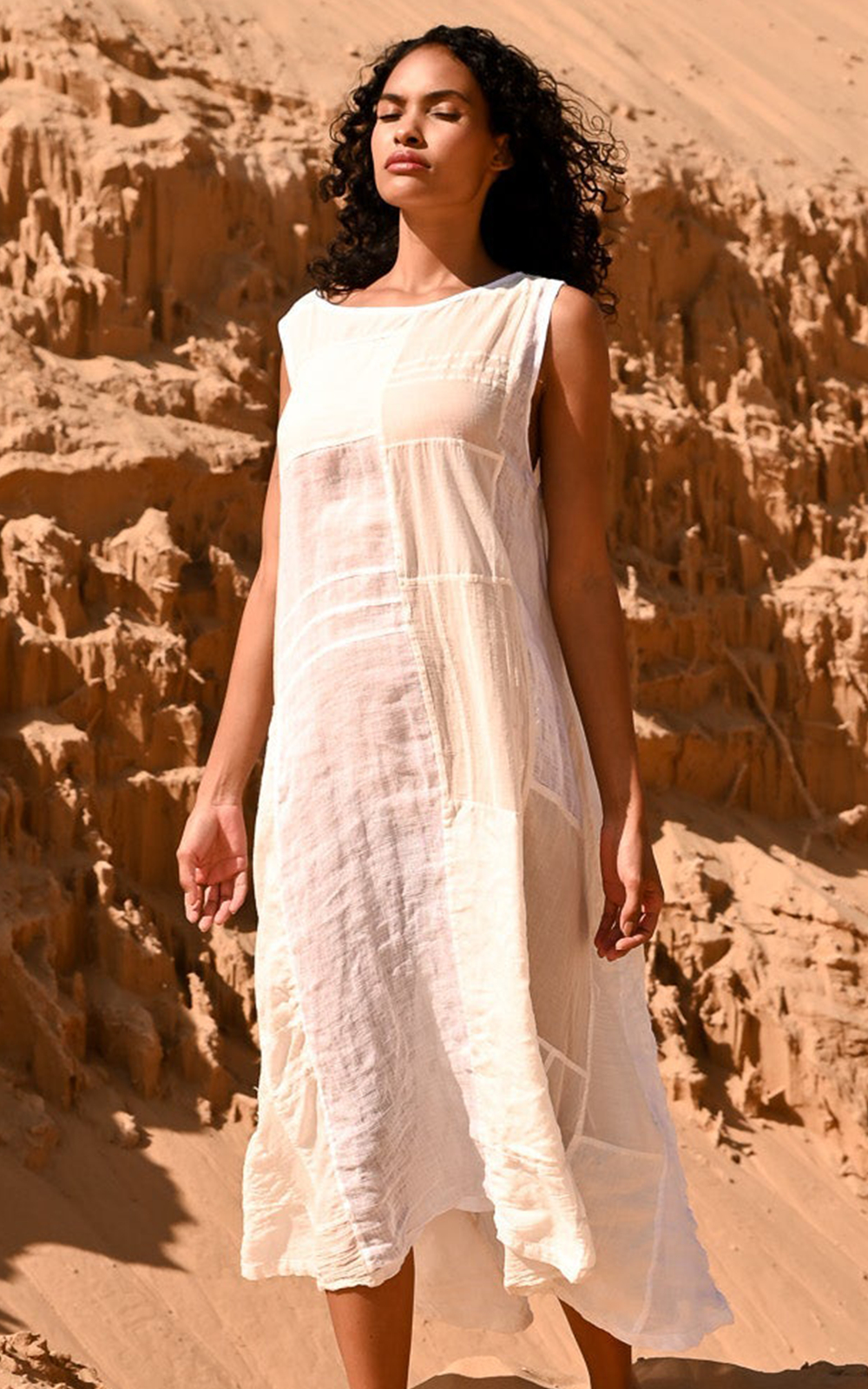 Muskan Dress In Cotton And Linen product photo.