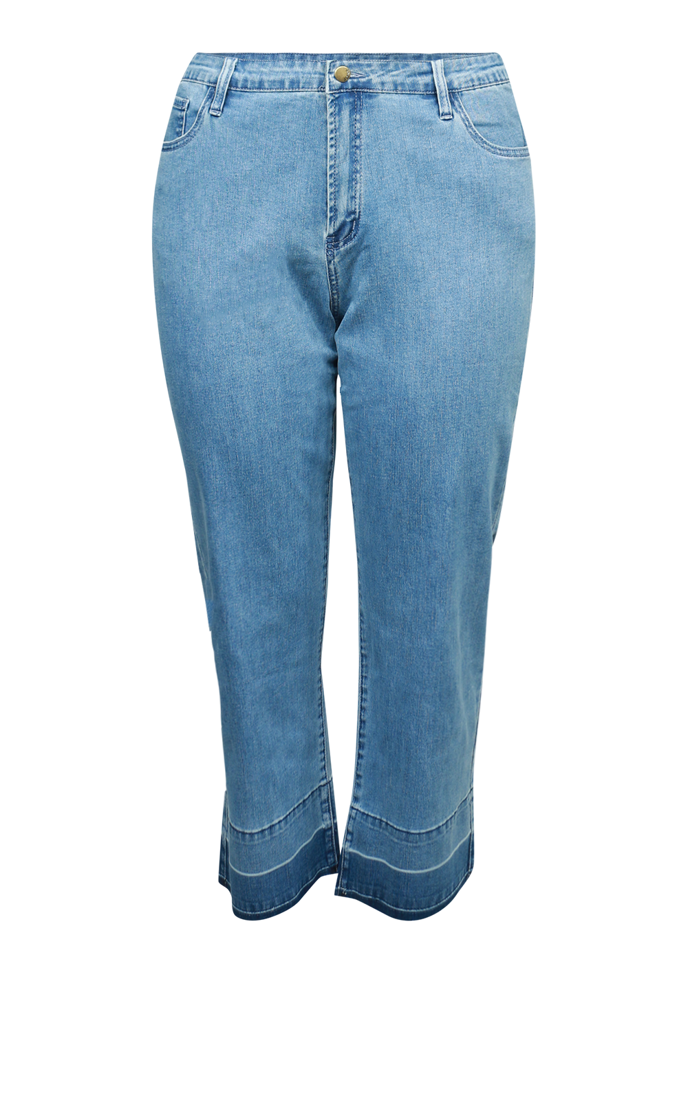 Cropped Straight Leg Jean - Frayed Hem product photo.