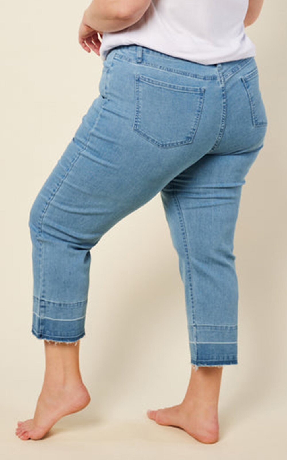 Cropped Straight Leg Jean - Frayed Hem product photo.