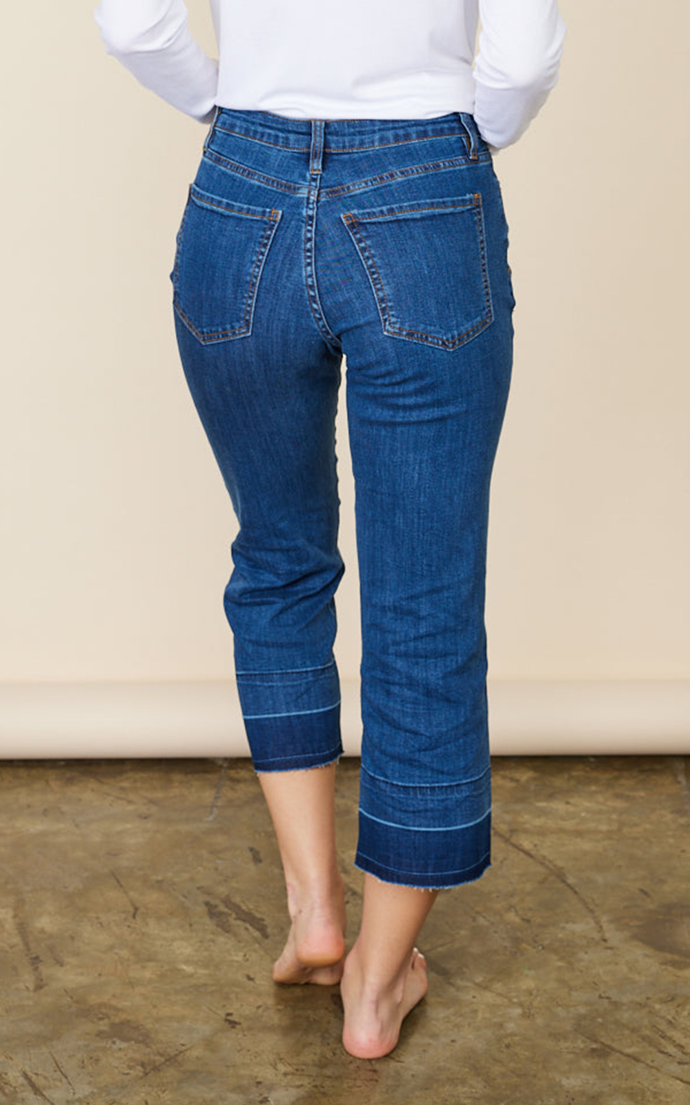 Cropped Straight Leg Jean - Frayed Hem product photo.