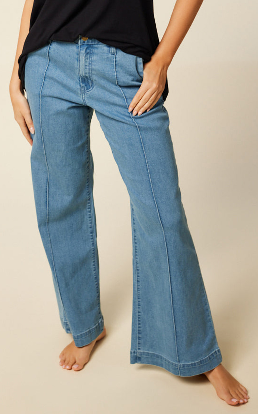 Wide Leg Jeans product photo.