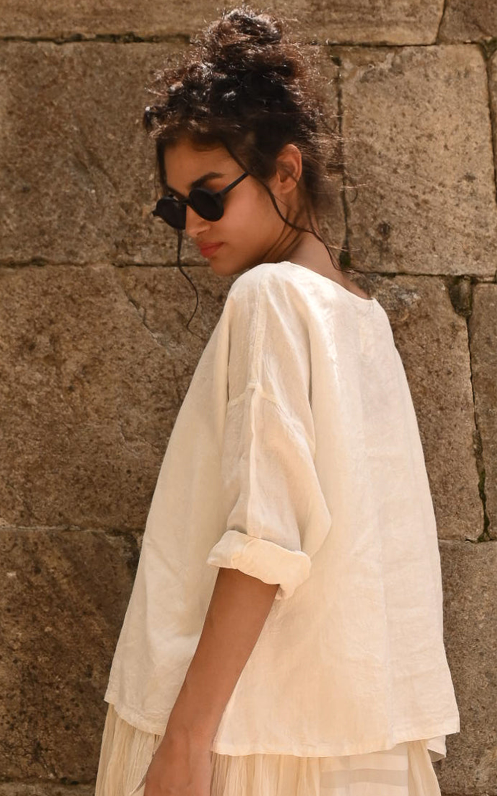 Paola Top In Linen product photo.