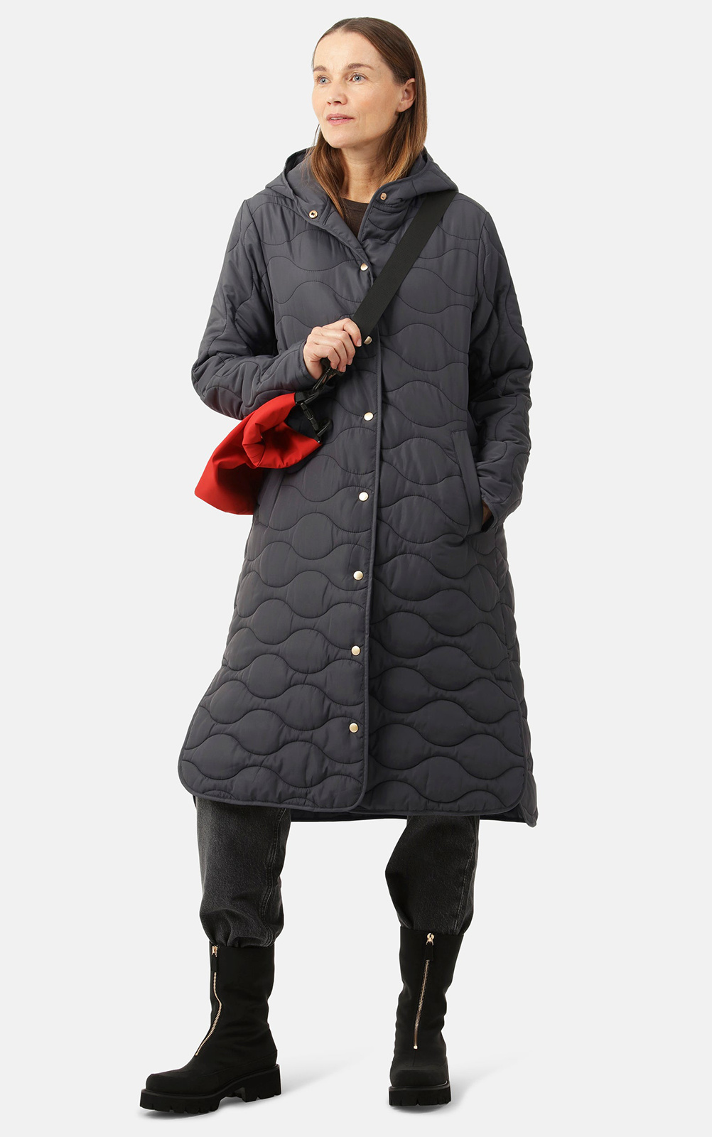 Quilted Coat With Hood product photo.