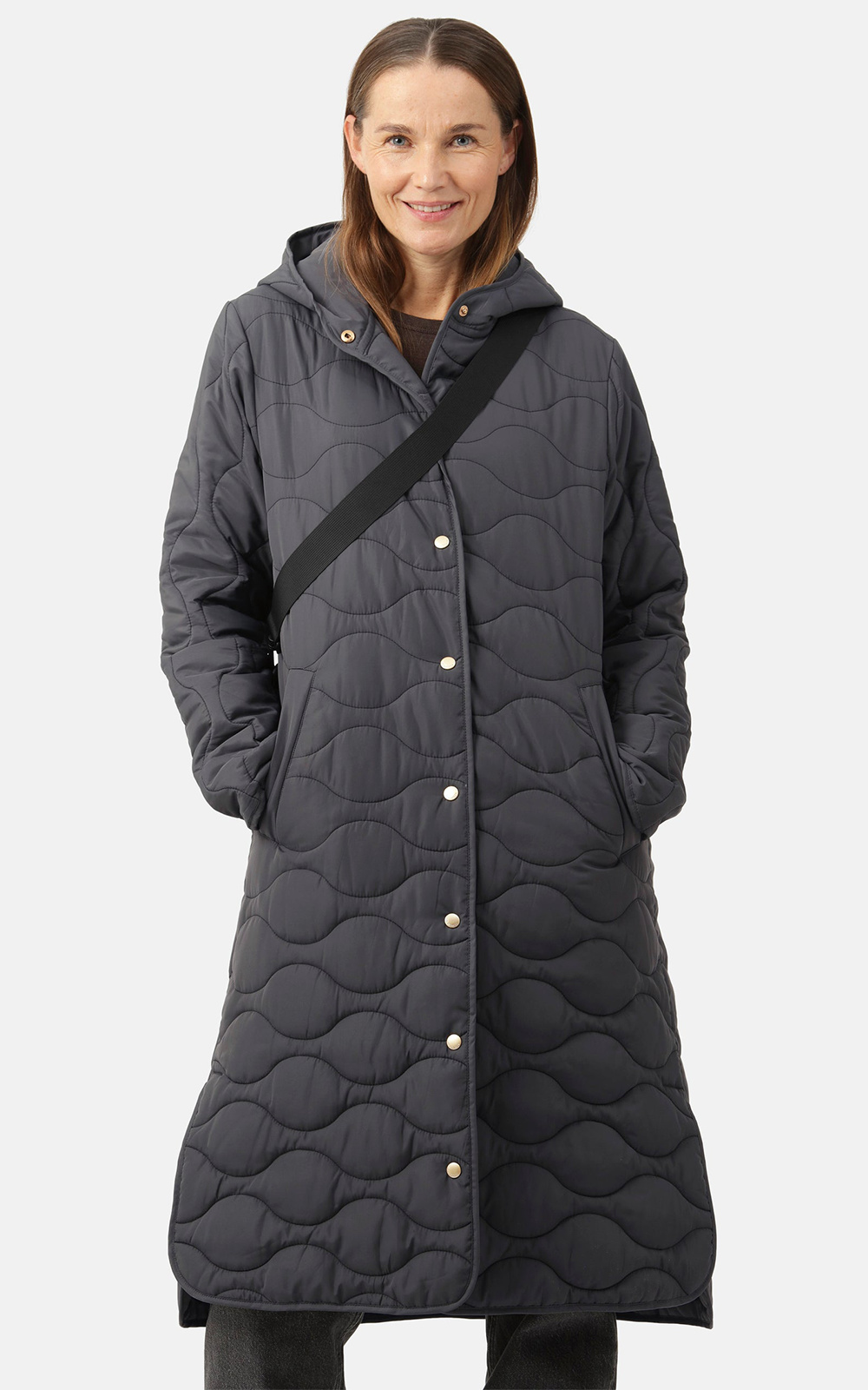 Quilted Coat With Hood product photo.