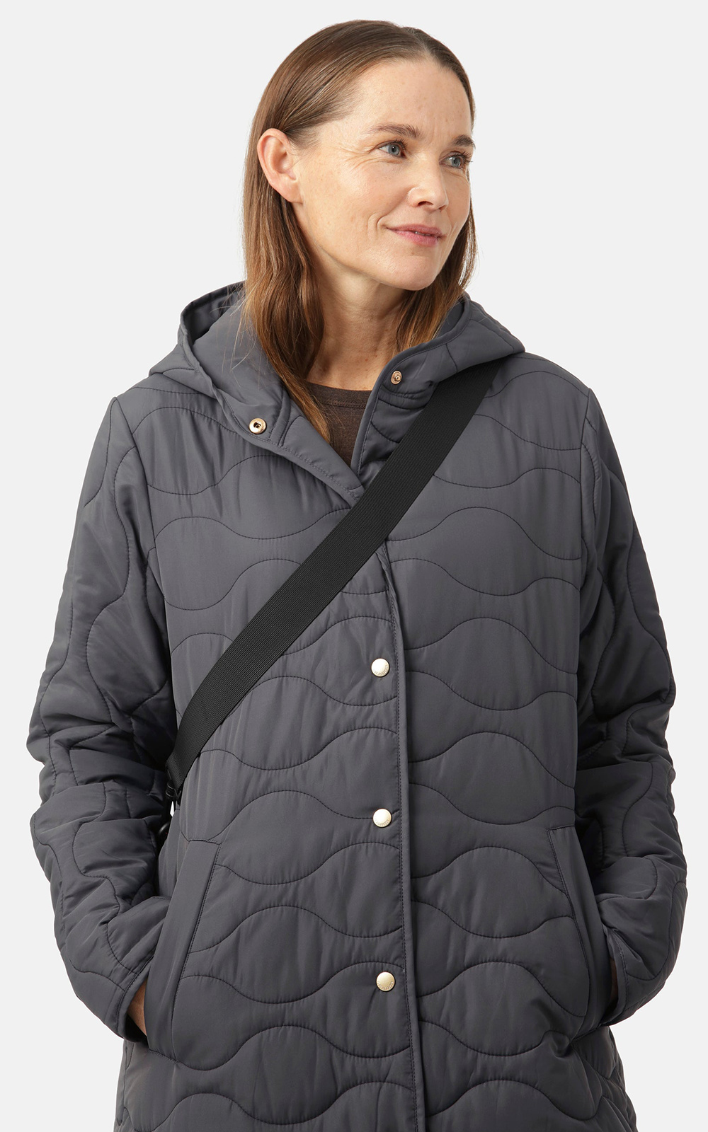 Quilted Coat With Hood product photo.