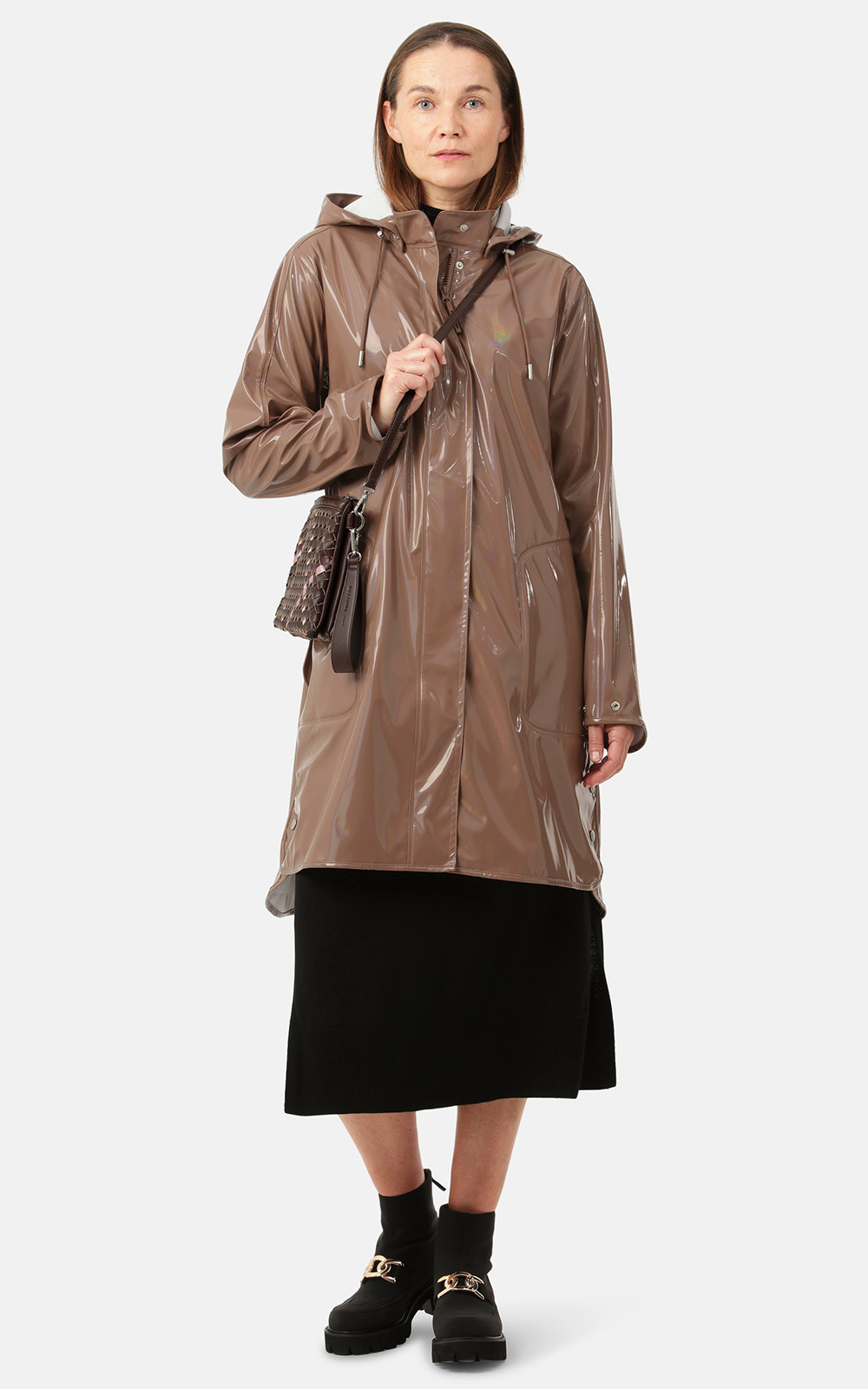 Gloss Detachable Hooded Coat product photo.