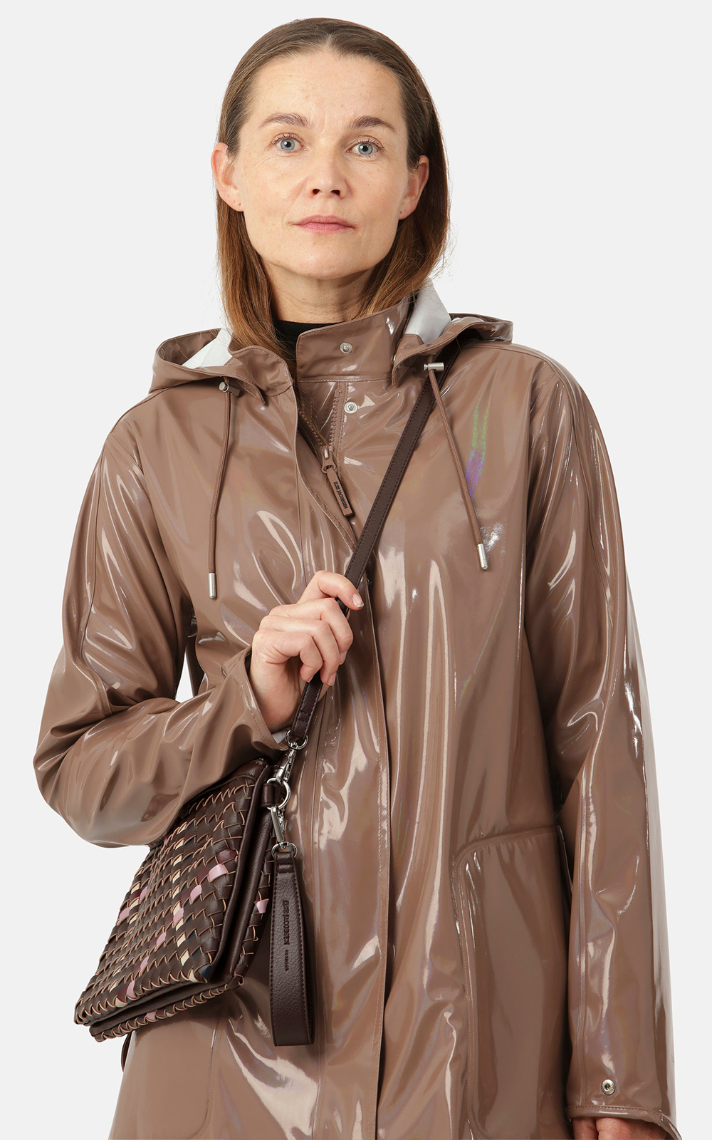 Gloss Detachable Hooded Coat product photo.