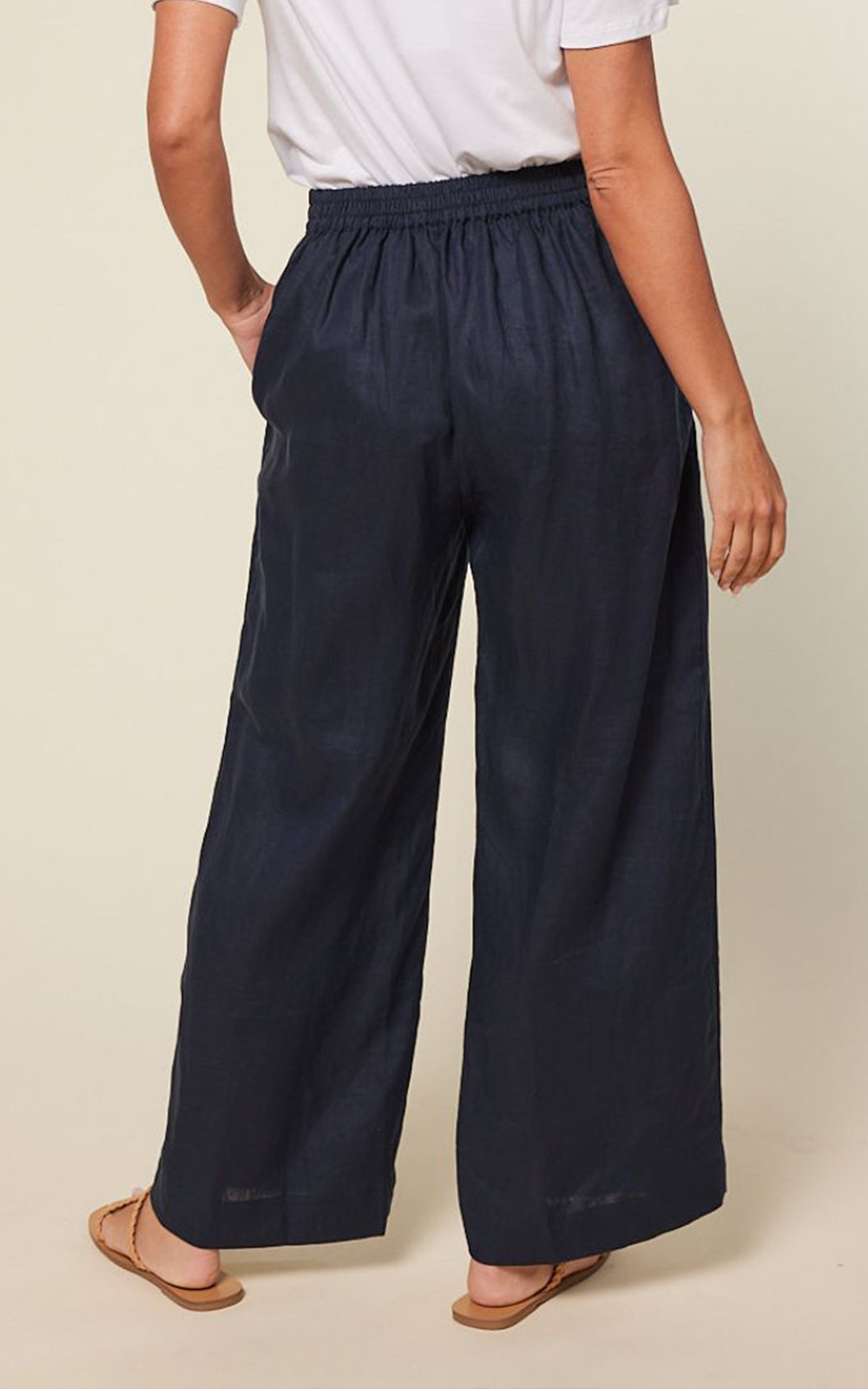 Camille Wide Leg Pant In Linen product photo.