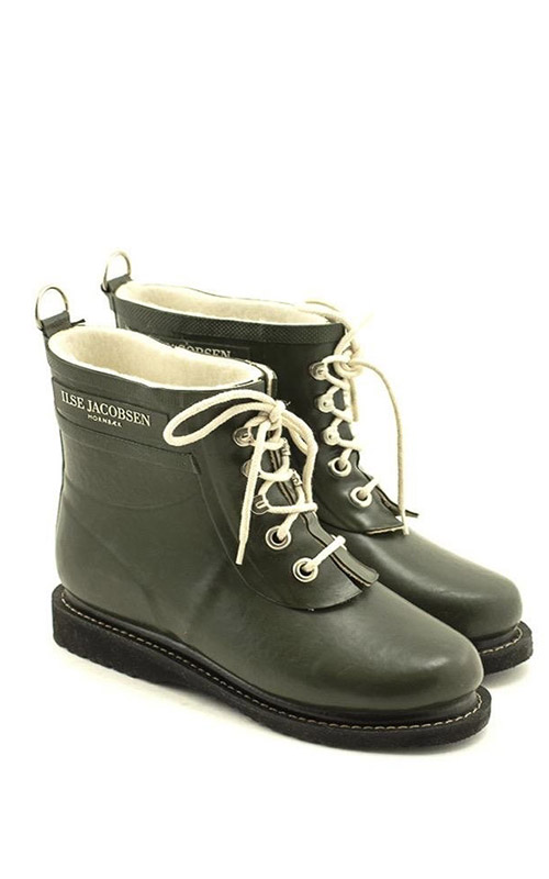 Lace Up Rubber Boots W Lining product photo.