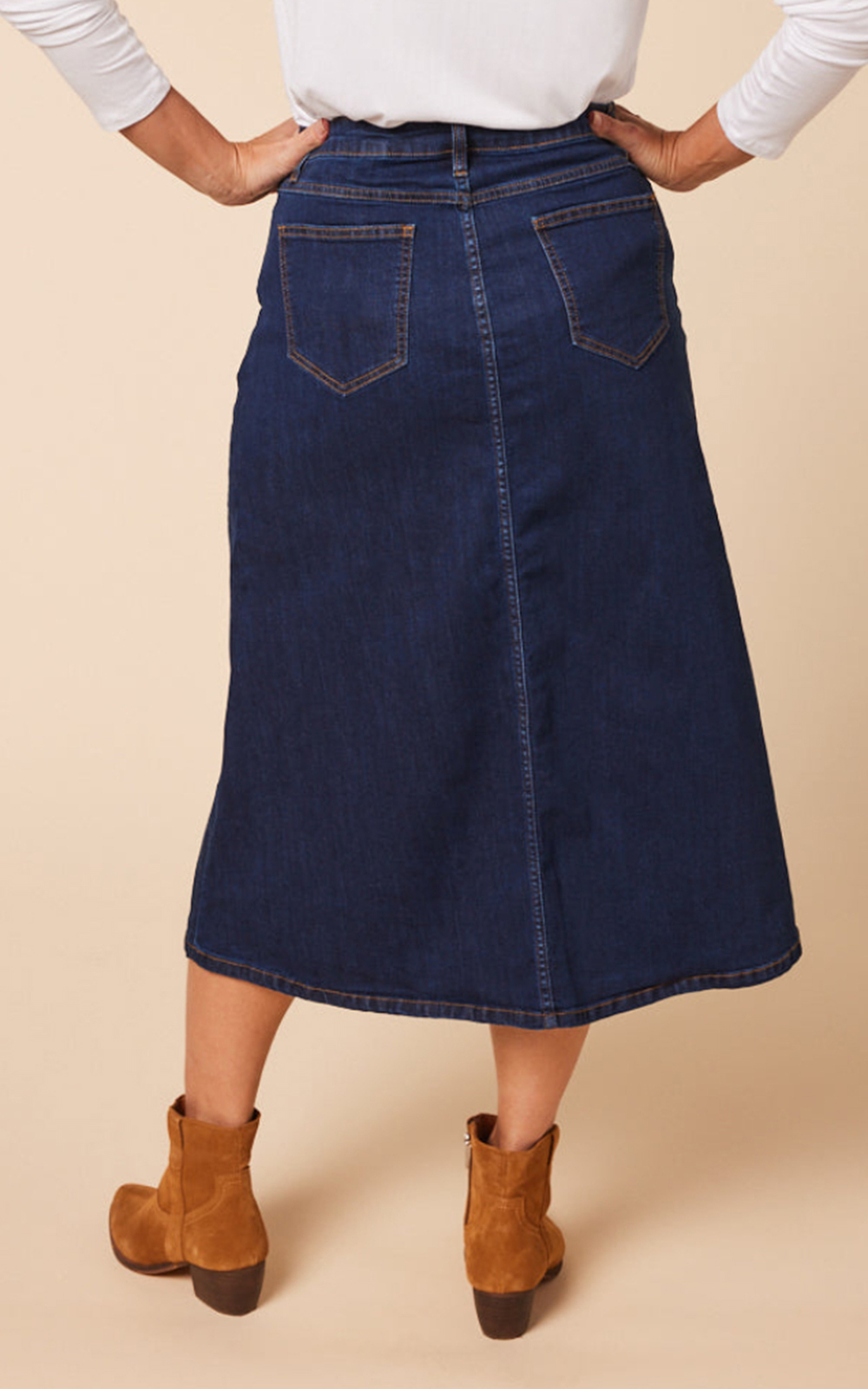 Denim A-Line Skirt  product photo.