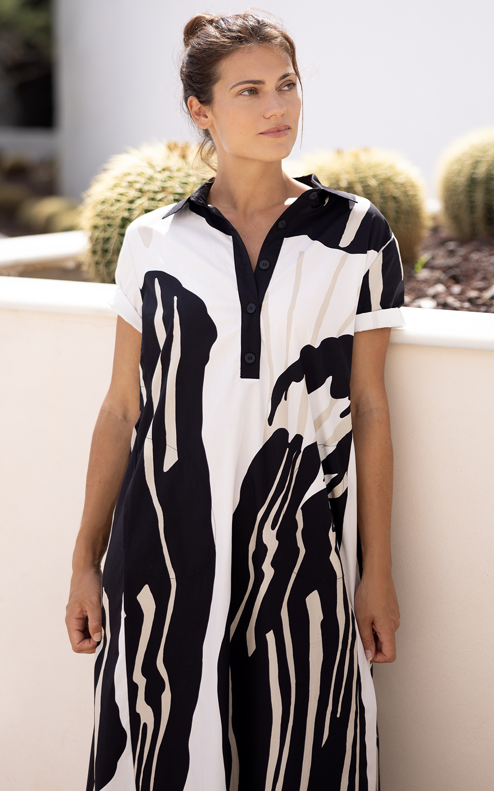 Monochrome Shirt Dress product photo.