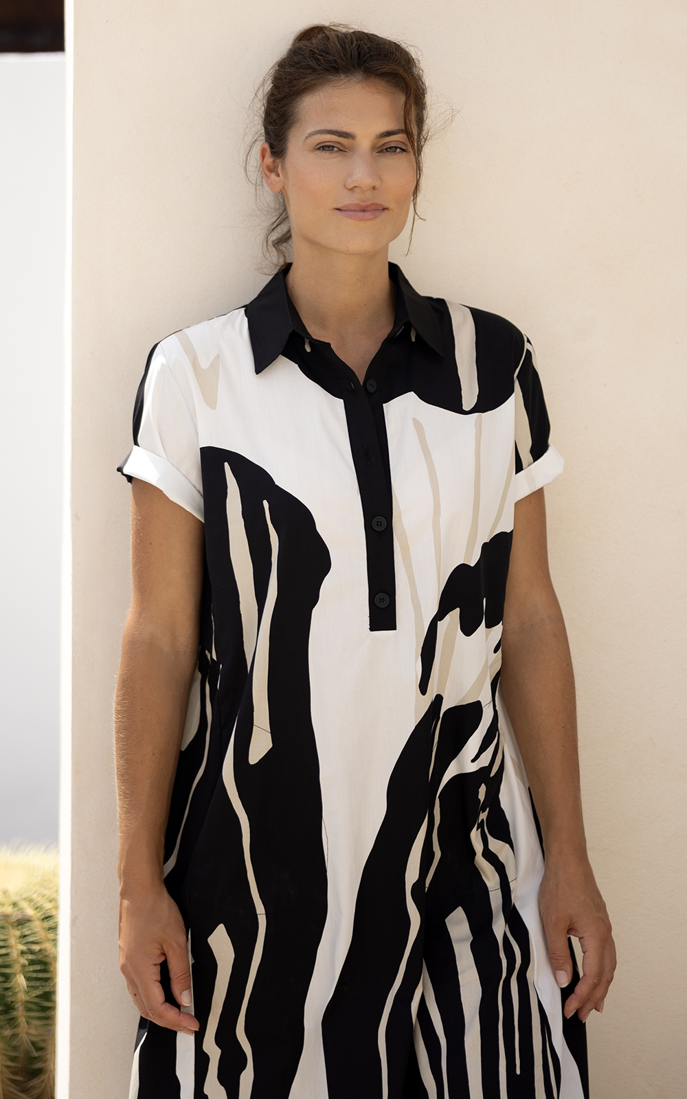 Monochrome Shirt Dress product photo.