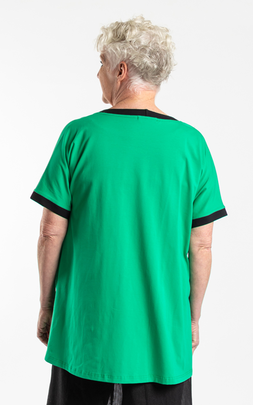 Elite Tee Green With Ribbed Hem  product photo.