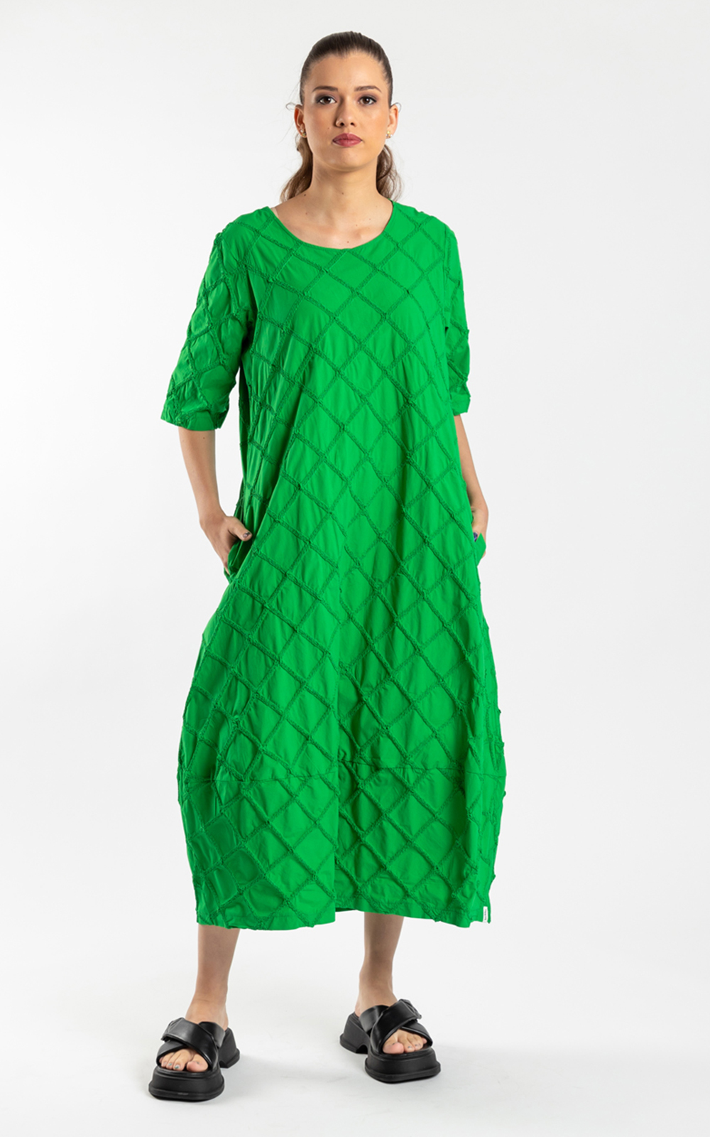 Funnel Dress Apple Green product photo.