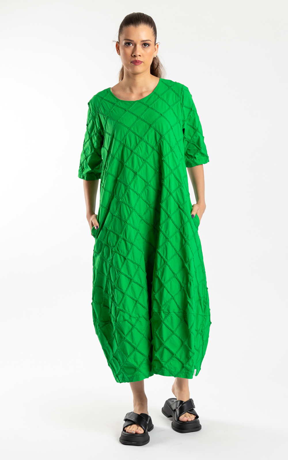 Funnel Dress Apple Green product photo.