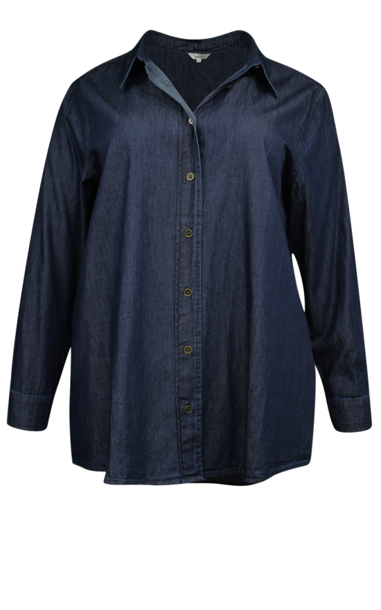 Sam Chambray Shirt In Dark Wash product photo.