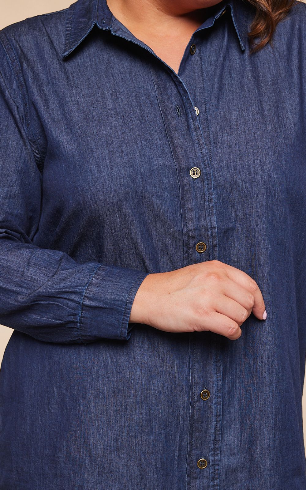 Sam Chambray Shirt In Dark Wash product photo.