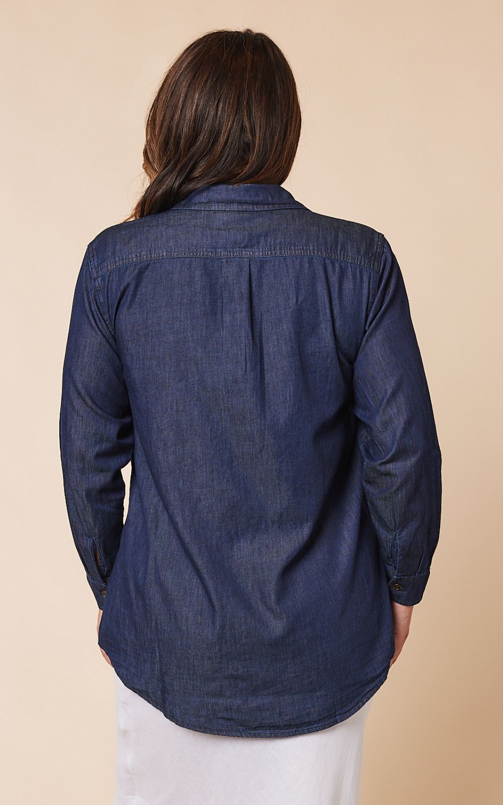 Sam Chambray Shirt In Dark Wash product photo.