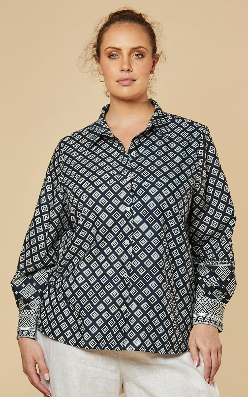 Sam Shirt In Navy Iris product photo.