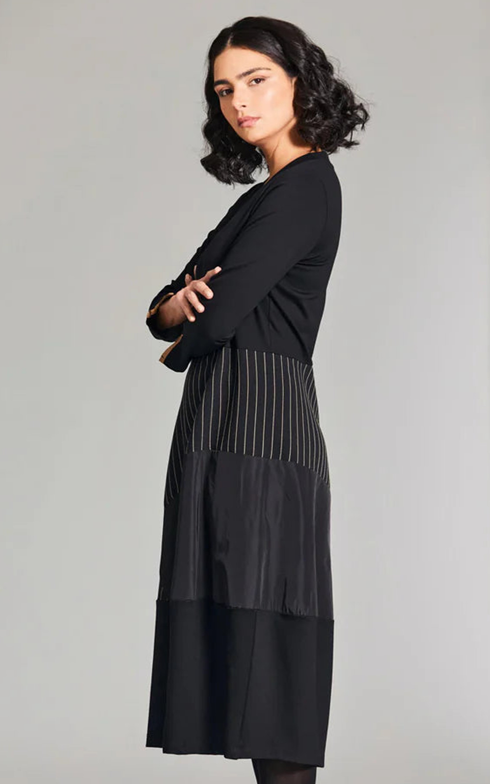 Pinstripe Trim Dress product photo.