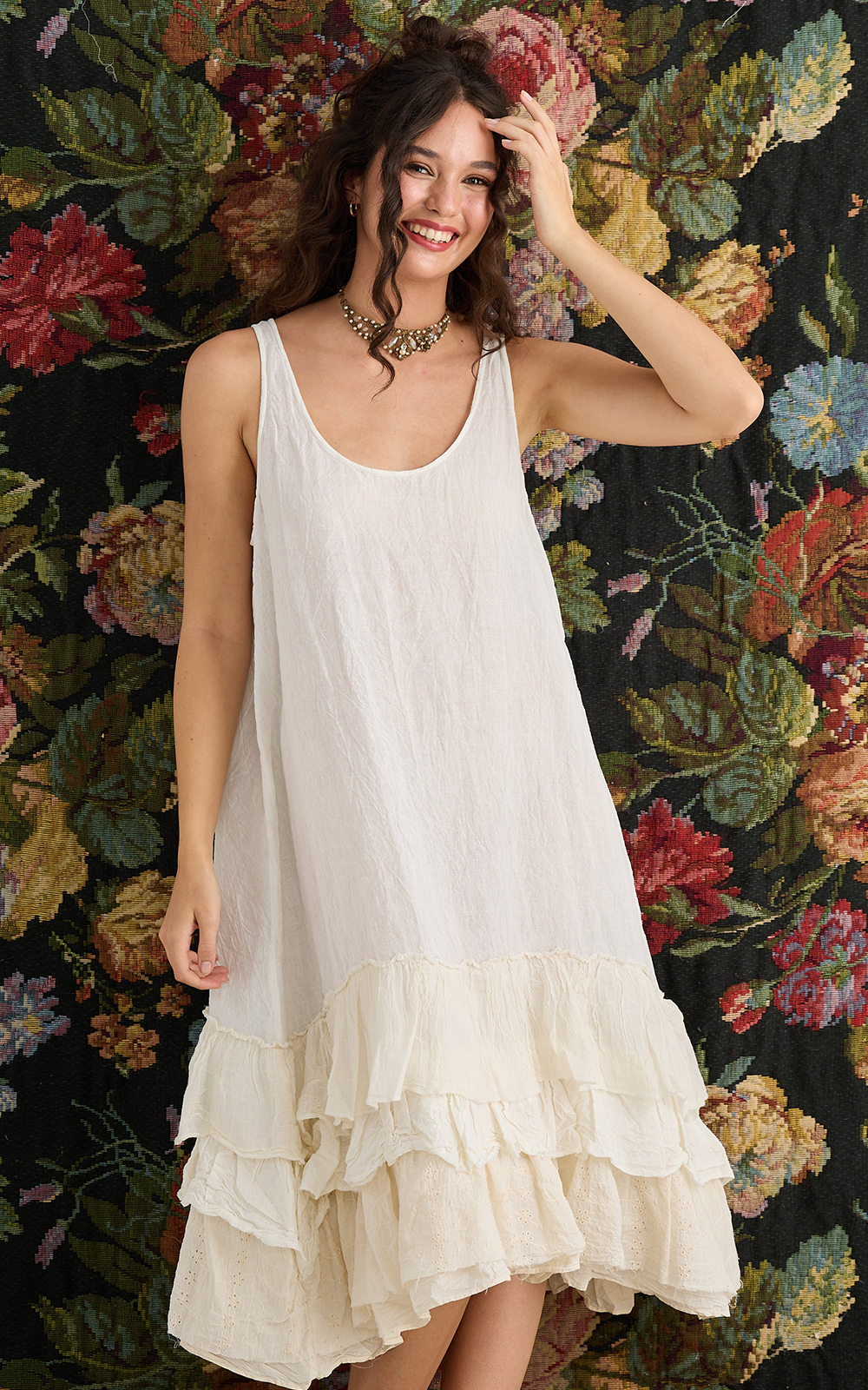 Waterlilly Linen And Cotton Slip Dress product photo.