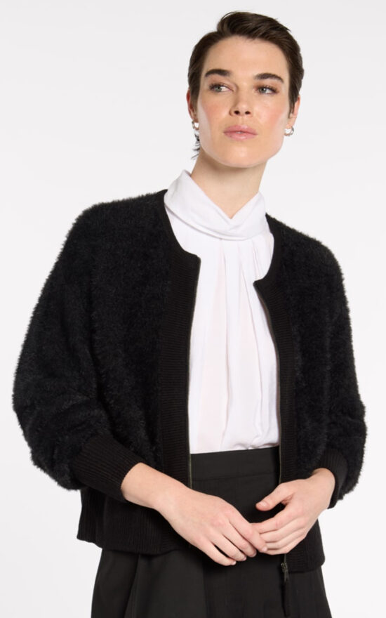 Fluffy Knit Bomber  product photo.