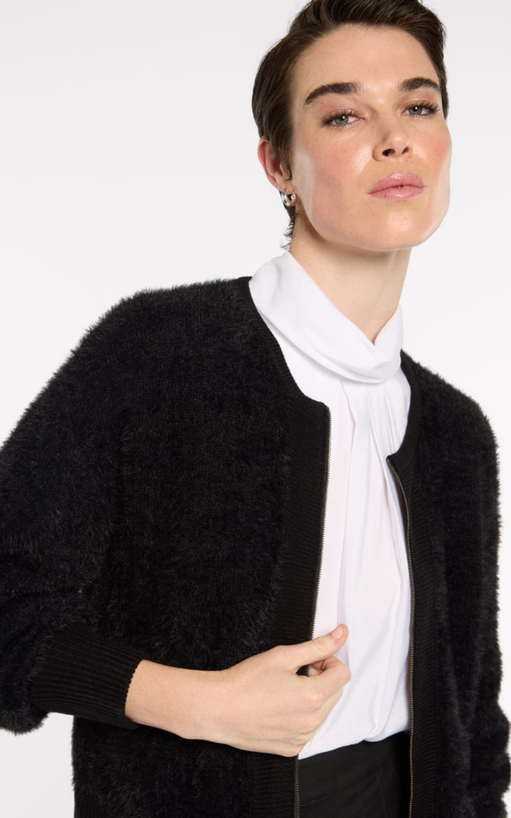 Fluffy Knit Bomber  product photo.