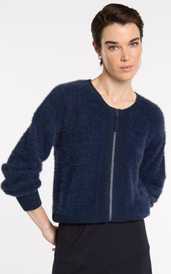 Fluffy Knit Bomber  product photo.