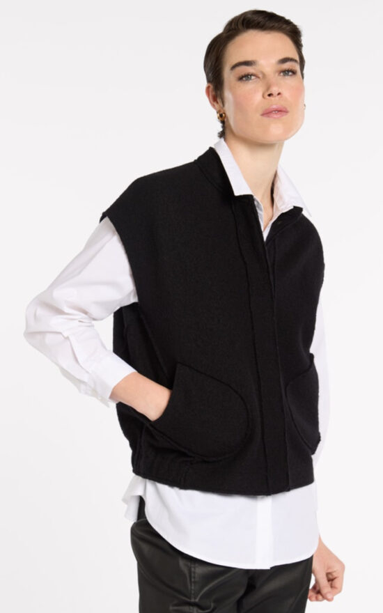 Boxy Boiled Wool Vest product photo.