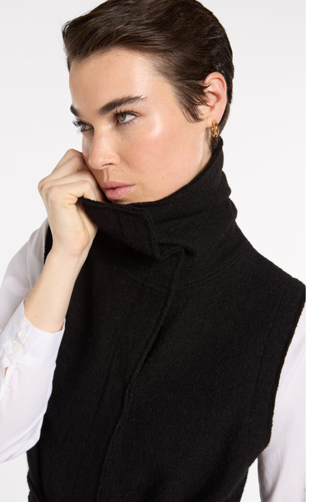 Boiled Wool Wrap Vest product photo.