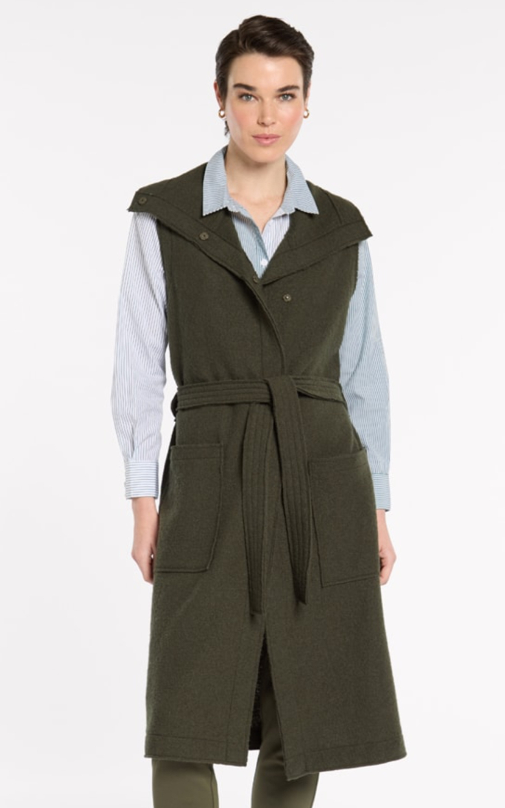 Boiled Wool Wrap Vest product photo.