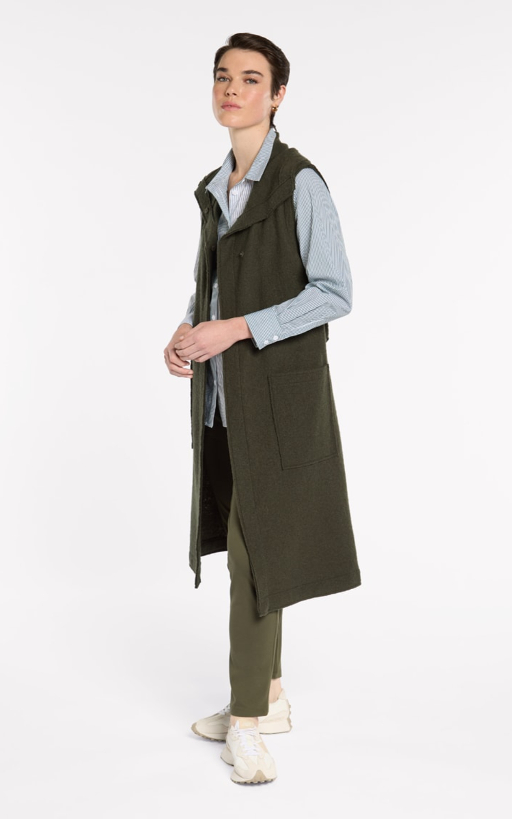 Boiled Wool Wrap Vest product photo.