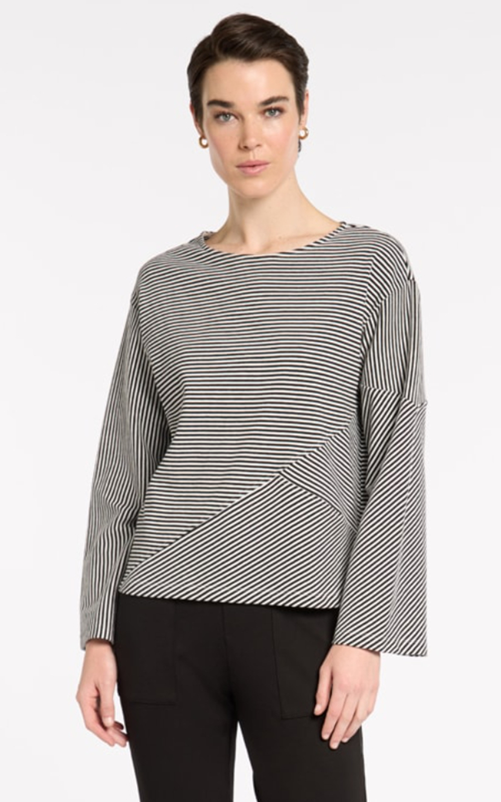 Fine Stripe Boxy Sweat product photo.