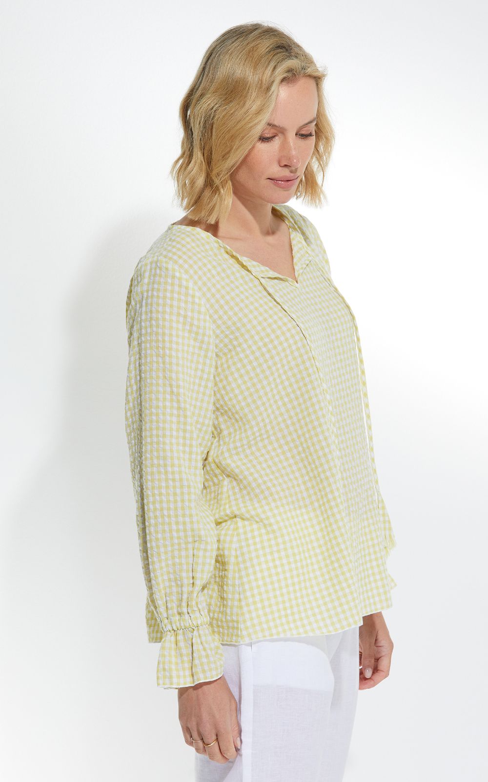 L/S Gingham Top product photo.