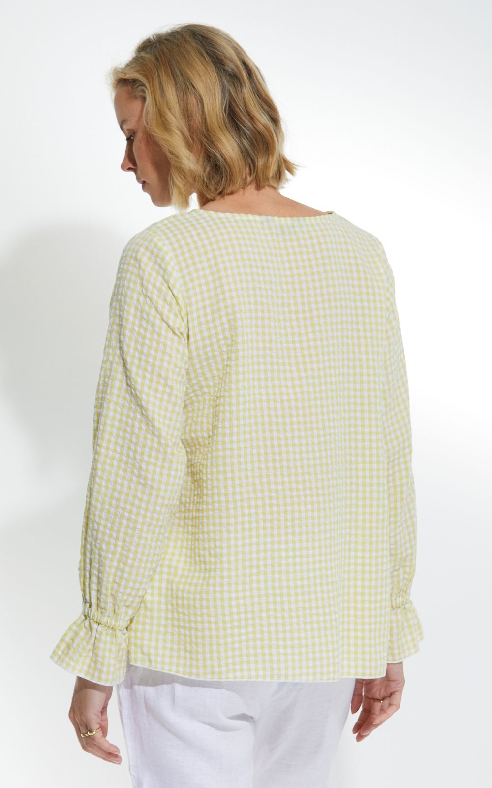 L/S Gingham Top product photo.