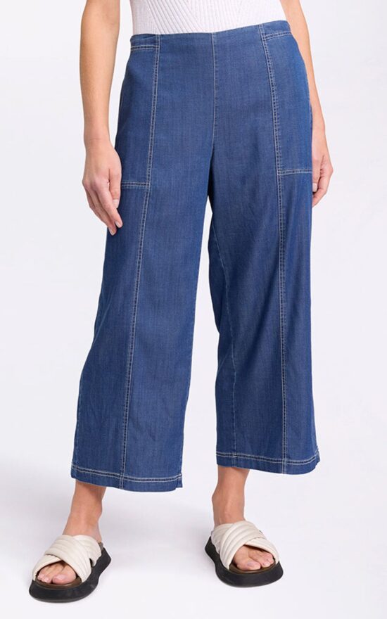 3/4 Wide Leg Denim Jean product photo.