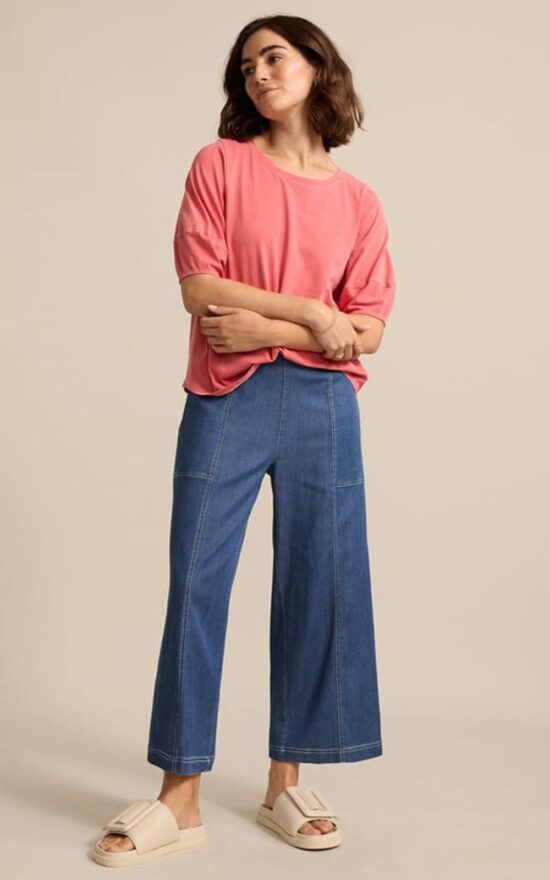 3/4 Wide Leg Denim Jean product photo.