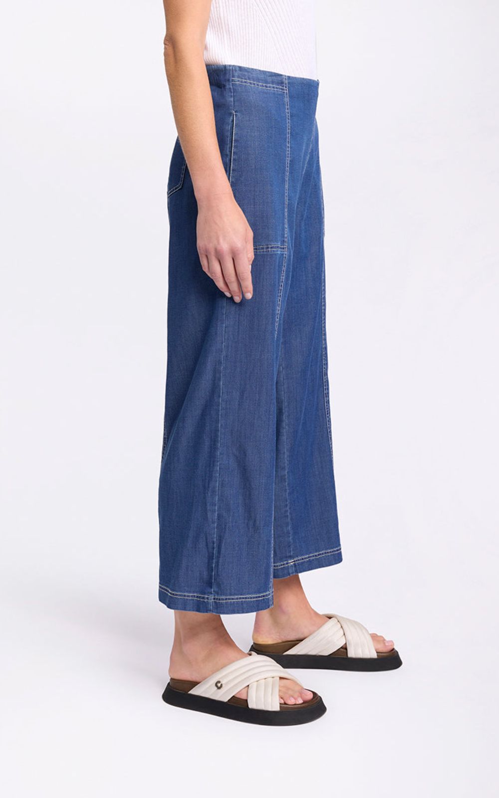 3/4 Wide Leg Denim Jean product photo.