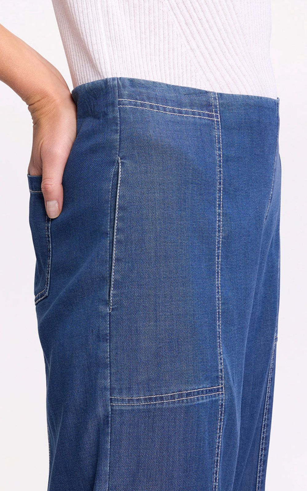 3/4 Wide Leg Denim Jean product photo.