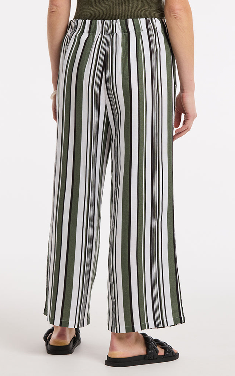 3/4 Olive Stripe Pant product photo.